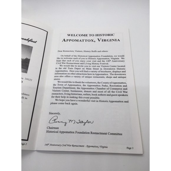 Civil War Reenactment Program Booklet Pursuit To Appomattox Virginia 2005 140th - Picture 5 of 5